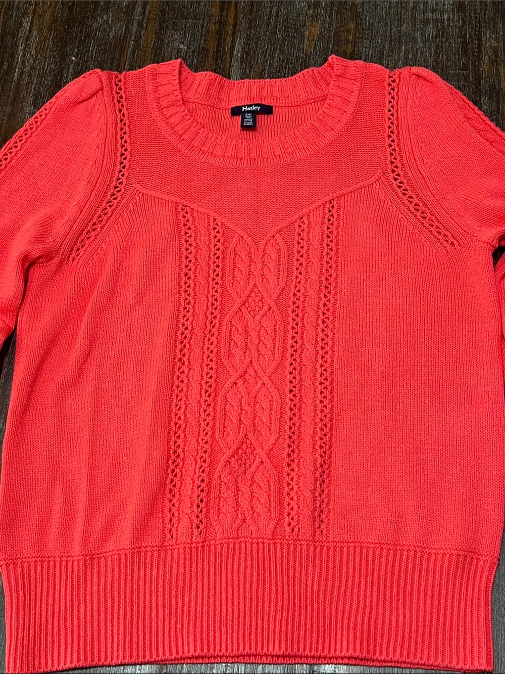 Hatley Coral Cable-Front Crewneck Sweater
